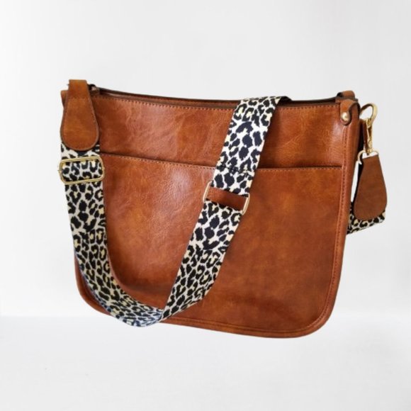 NEW! Brown Faux Leather Shoulder/Crossbody Bag w/Detachable Strap - Picture 1 of 8